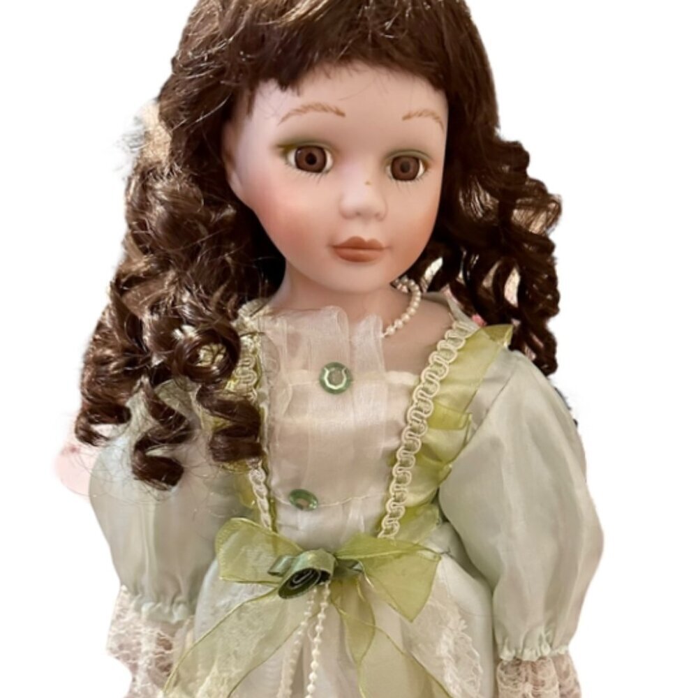 Heritage Signature Collection Porcelain Doll Green Dress - Picture 1 of 12
